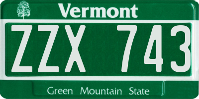 VT license plate ZZX743