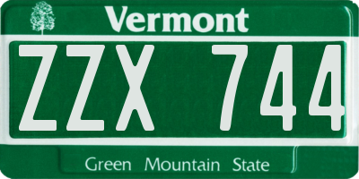 VT license plate ZZX744