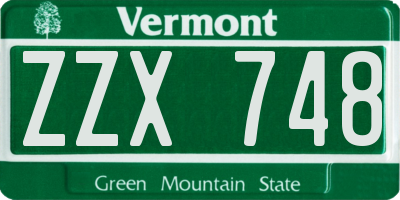 VT license plate ZZX748