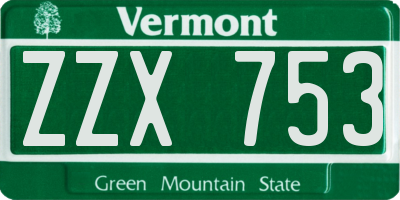 VT license plate ZZX753