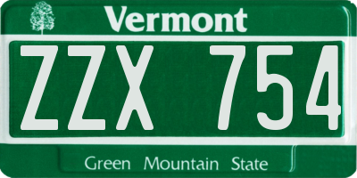 VT license plate ZZX754