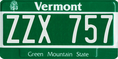 VT license plate ZZX757