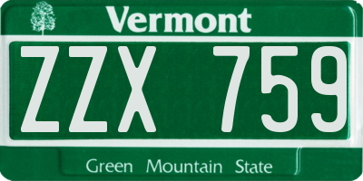 VT license plate ZZX759