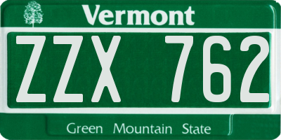 VT license plate ZZX762