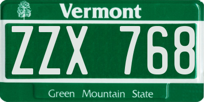 VT license plate ZZX768