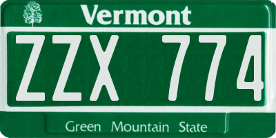 VT license plate ZZX774
