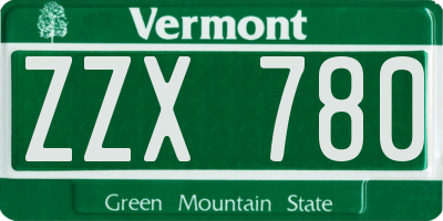 VT license plate ZZX780