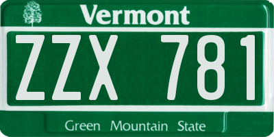 VT license plate ZZX781