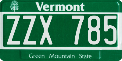VT license plate ZZX785