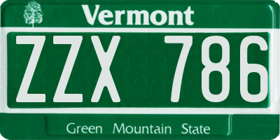 VT license plate ZZX786