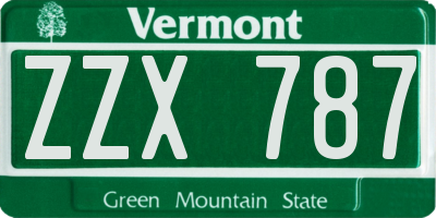 VT license plate ZZX787