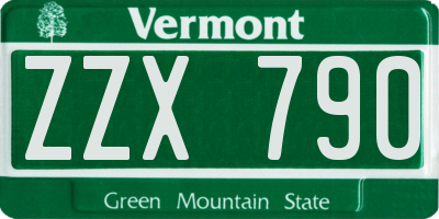 VT license plate ZZX790