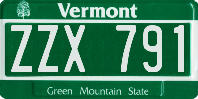VT license plate ZZX791