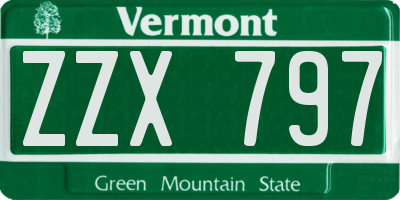 VT license plate ZZX797
