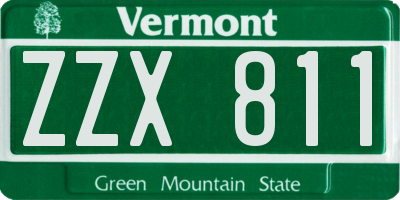 VT license plate ZZX811
