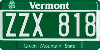 VT license plate ZZX818