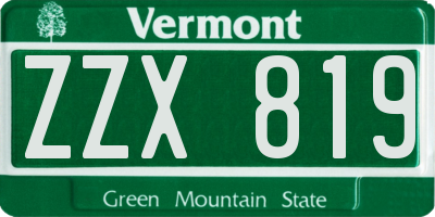 VT license plate ZZX819