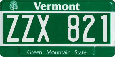 VT license plate ZZX821
