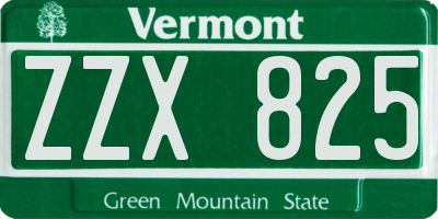 VT license plate ZZX825