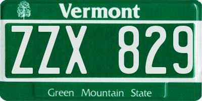 VT license plate ZZX829