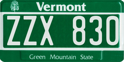 VT license plate ZZX830