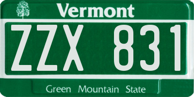 VT license plate ZZX831