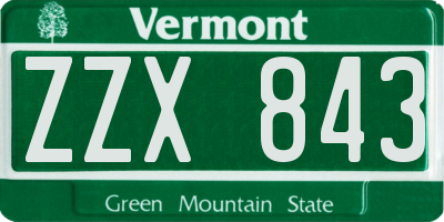 VT license plate ZZX843