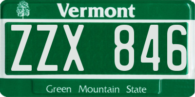 VT license plate ZZX846