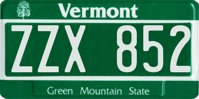 VT license plate ZZX852