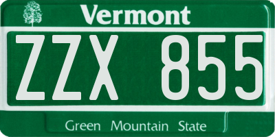 VT license plate ZZX855
