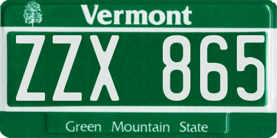 VT license plate ZZX865
