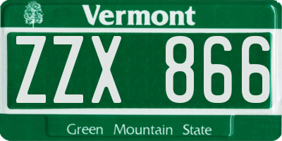 VT license plate ZZX866