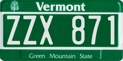 VT license plate ZZX871