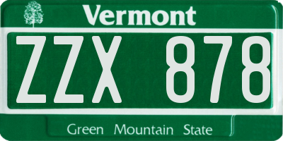 VT license plate ZZX878