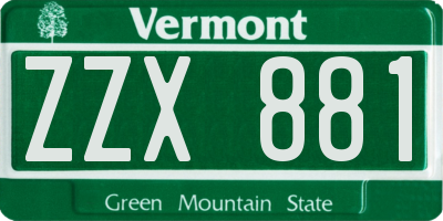 VT license plate ZZX881