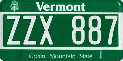 VT license plate ZZX887