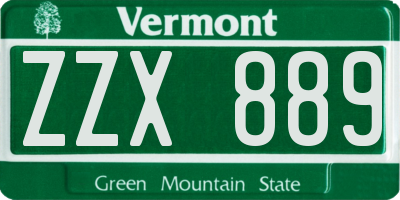 VT license plate ZZX889