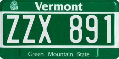 VT license plate ZZX891