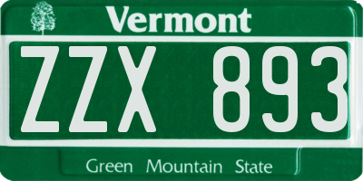VT license plate ZZX893