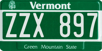 VT license plate ZZX897
