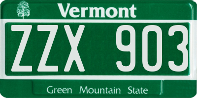 VT license plate ZZX903