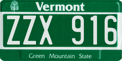 VT license plate ZZX916