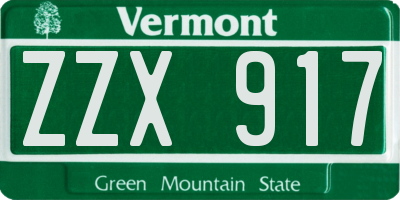 VT license plate ZZX917