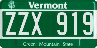 VT license plate ZZX919