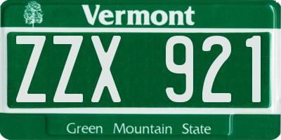VT license plate ZZX921