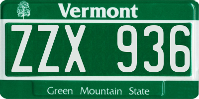 VT license plate ZZX936