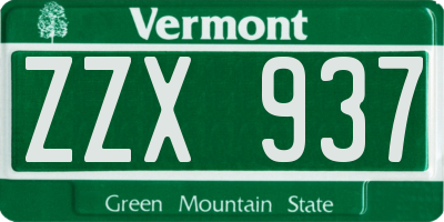 VT license plate ZZX937