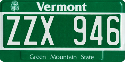 VT license plate ZZX946