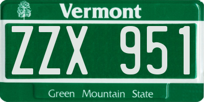 VT license plate ZZX951