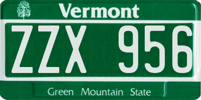 VT license plate ZZX956